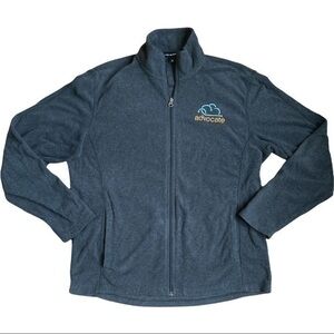 Port Authority size Medium grey full zip long sleeve fleece jacket with pockets